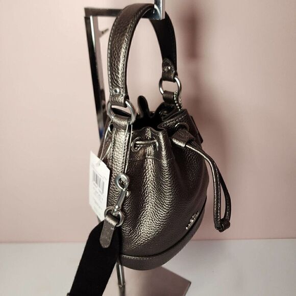 NWT COACH CE589 Dempsey Drawstring Bucket Bag 15 Silver/Metallic Gunmetal - Picture 4 of 7